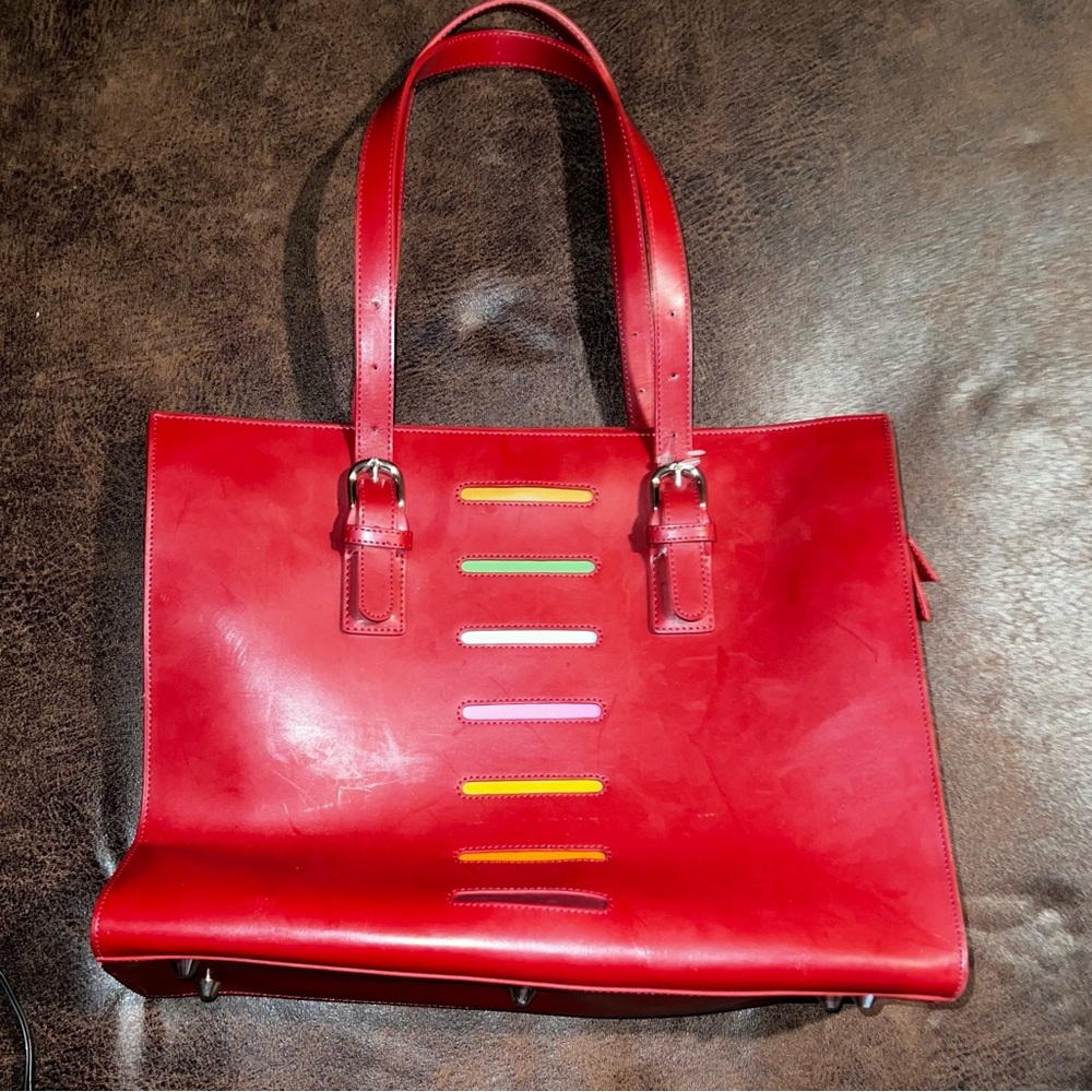 Jack Georges Milano red leather handbag. Good condition.